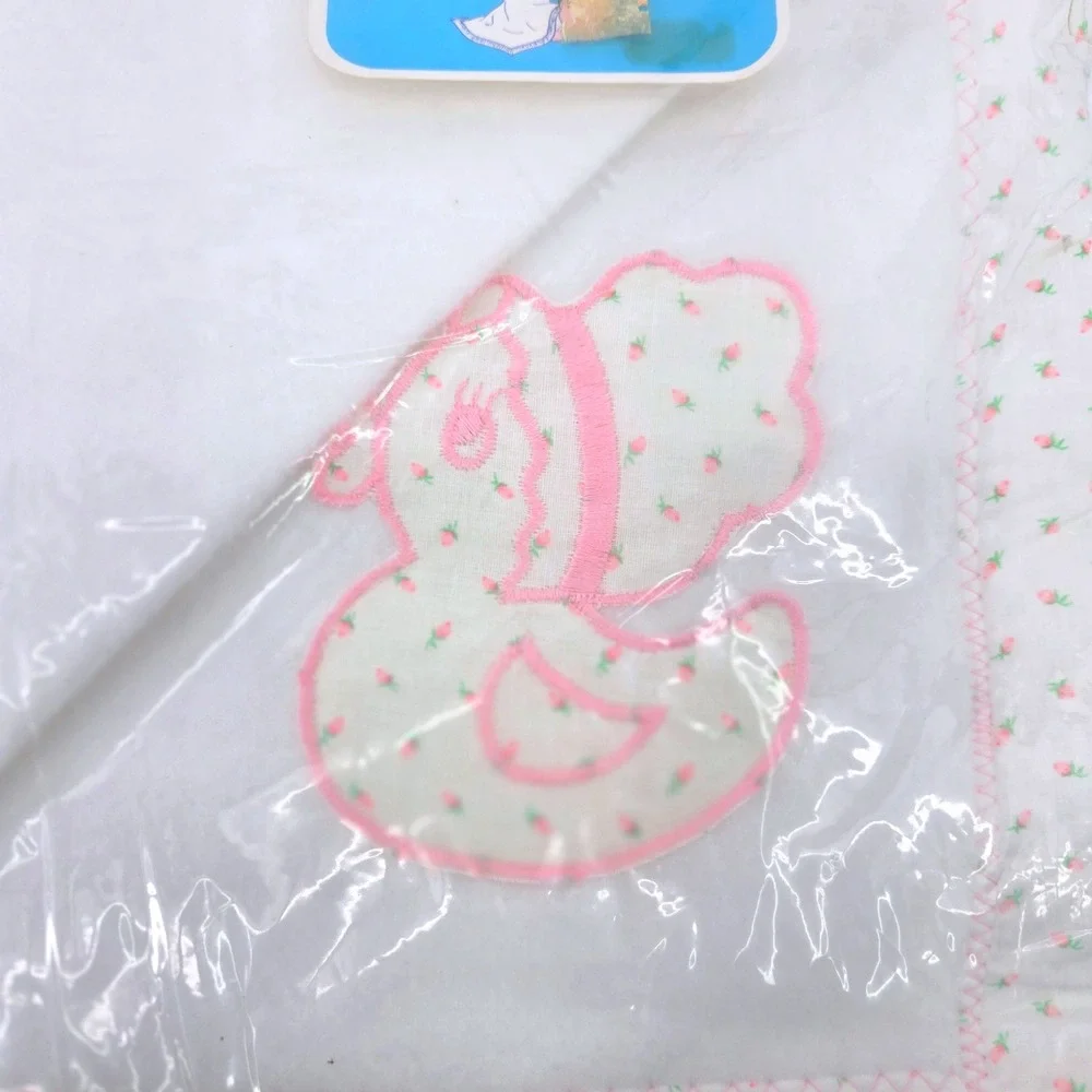 Triboro Pink Rosebud Duck Applique Baby Fleece Crib Blanket NIB 90s Vintage NEW